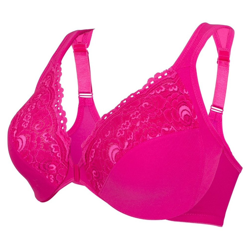 H Cup Bras 42H 44H 46H 48H Hot! Pink Underwire Wonderwire Front-Close Front-Hook - Picture 1 of 17